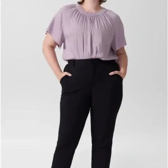 Universal Standard Eros Shirred Neck Top Short Sleeve Blouse Elderberry Size 0 - Picture 11 of 11